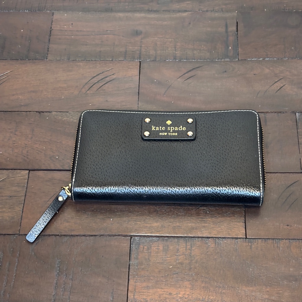 Kate Spade New York Continental Wallet Black With Pink Inside Good Condition